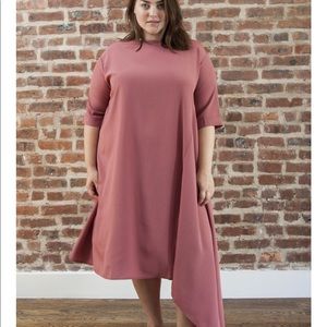 Silky Cascade hi-low Dress in ROSE